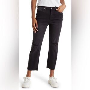 VIGOSS Jeans Stevie Crop Straight Black Distressed 27 Waist NEW